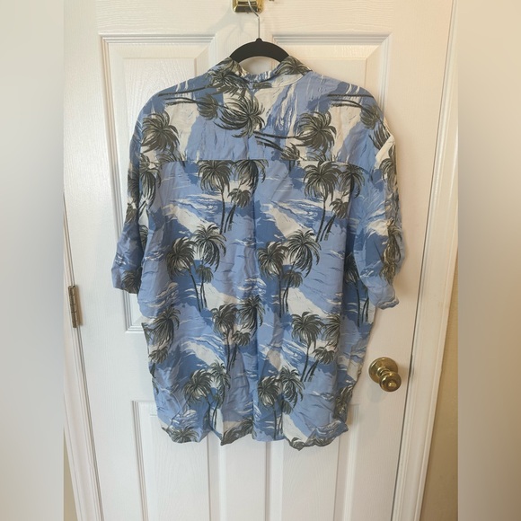 Puritan Men’s Blue Button Down Shirt Palm Trees Size Large - Picture 2 of 5